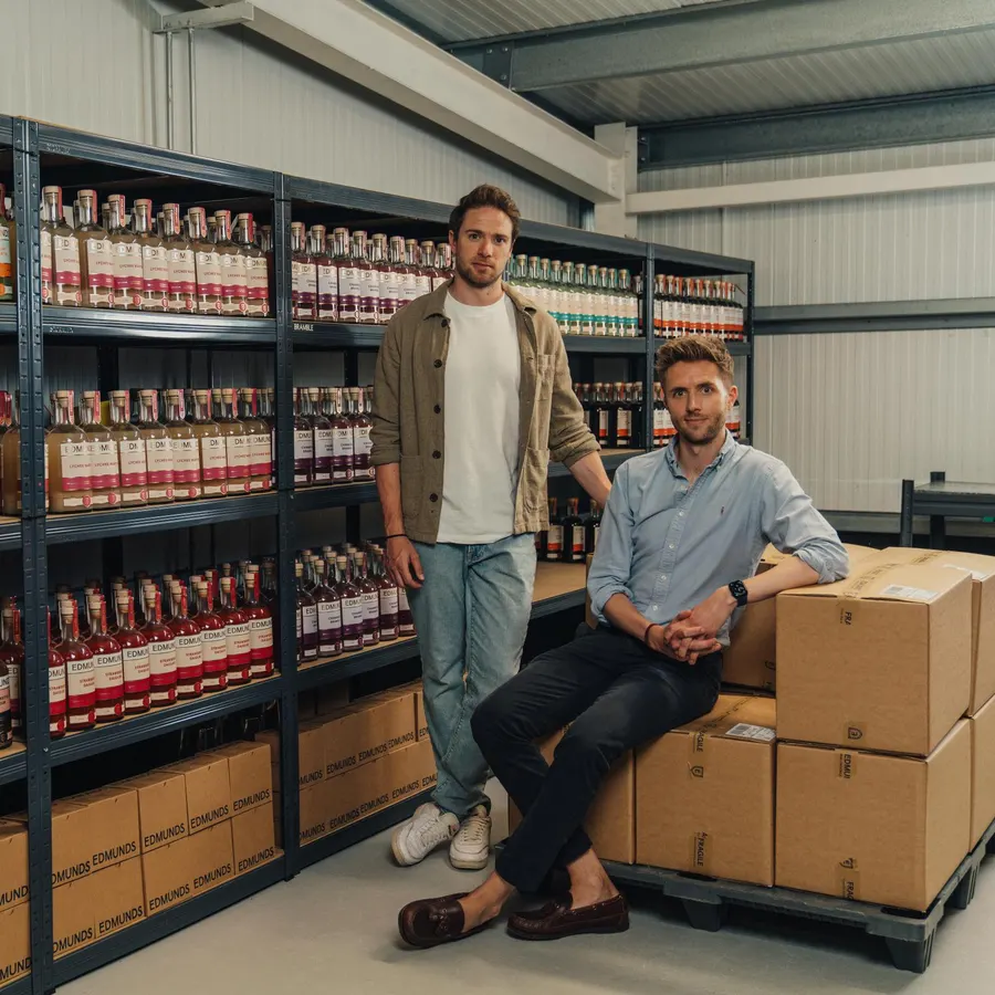 Tom and Paul Mayes, co-founders of Edmunds Cocktails, in their warehouse